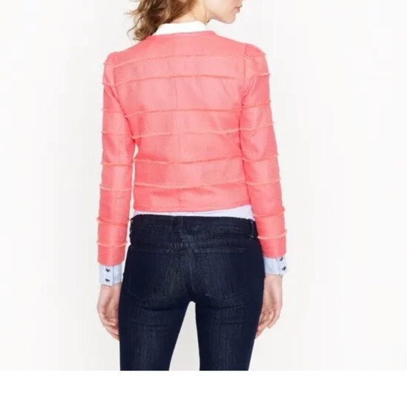 J. Crew Cropped Frayed Blazer Size 2 in Coral - Picture 3 of 10